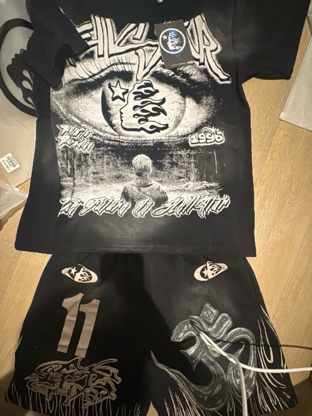 Brand new Hellstar Black Graphic Tee/Short Set size Medium